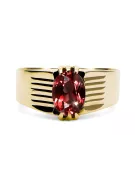 Anillo Ruby Oro amarillo de 14 quilates Joyería vintage vrc007y-rb Art Deco Estilo URSS soviético ruso